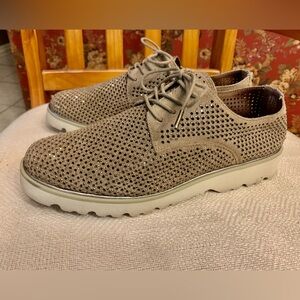 Woman's Donald Pliner Conni taupe suede perforated oxford embellished Sz 8M $225